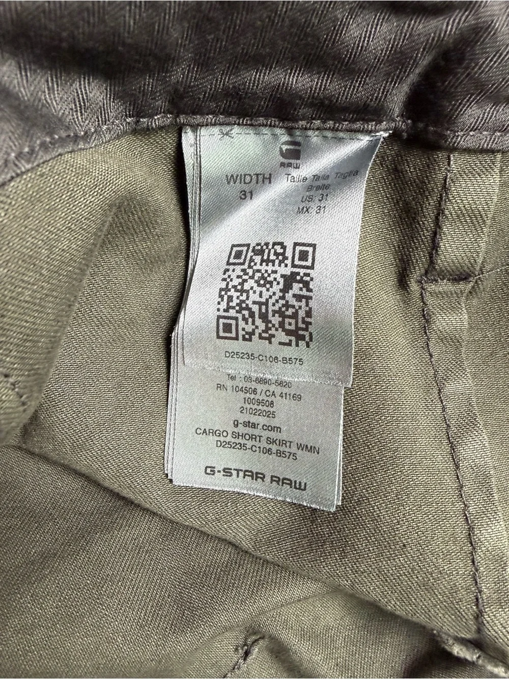 G-Star Olive Utility Cargo Mini Skirt